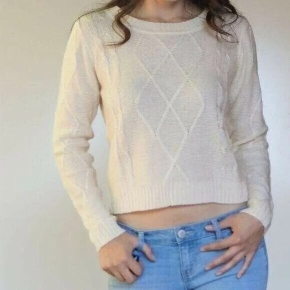 The Classic Cream Crewneck Sweater w/ Open Back Size S - Picture 1 of 2